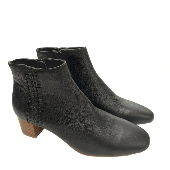 NEW Jack Rogers Tinsley booties black women’s 9M Almond toe wood Stacked heel - Picture 4 of 14